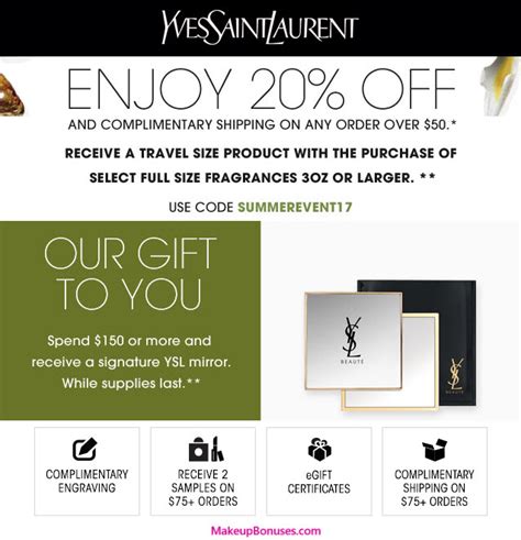 ysl beauty promo code|ysl 15 off first order.